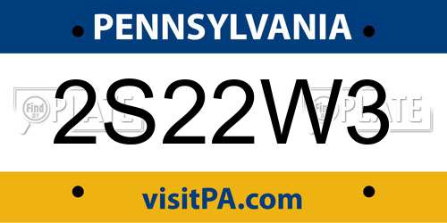 2S22W3 Pennsylvania License Plate