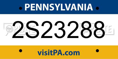 2S23288 Pennsylvania License Plate