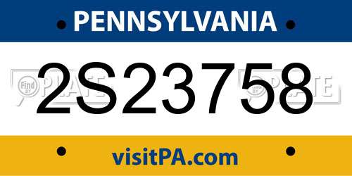 2S23758 Pennsylvania License Plate