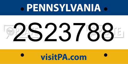 2S23788 Pennsylvania License Plate