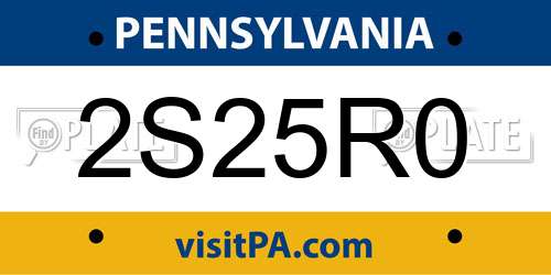 2S25R0 Pennsylvania License Plate