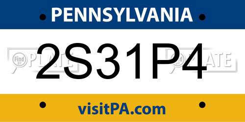 2S31P4 Pennsylvania License Plate