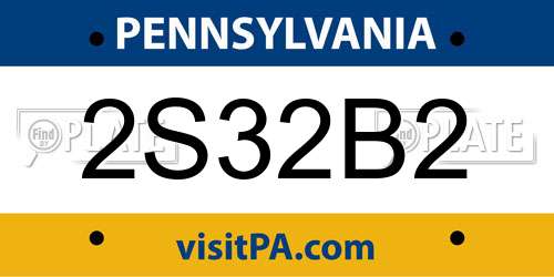 2S32B2 Pennsylvania License Plate