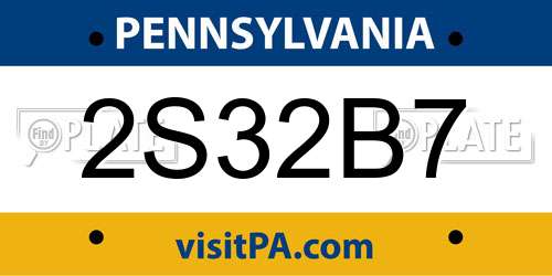 2S32B7 Pennsylvania License Plate