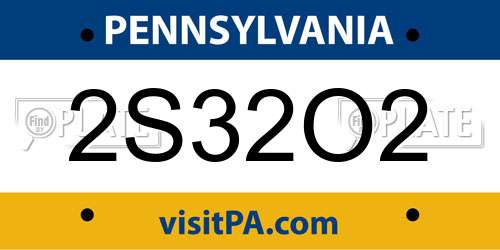 2S32O2 Pennsylvania License Plate