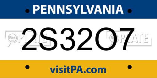 2S32O7 Pennsylvania License Plate