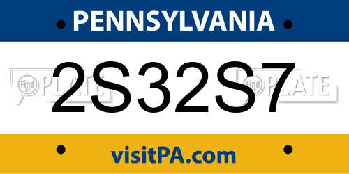 2S32S7 Pennsylvania License Plate