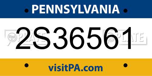 2S36561 Pennsylvania License Plate
