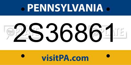2S36861 Pennsylvania License Plate