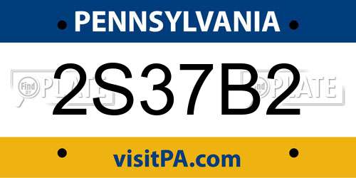 2S37B2 Pennsylvania License Plate