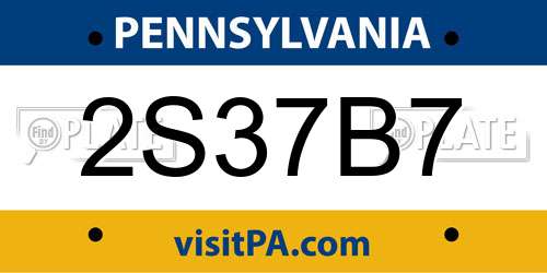 2S37B7 Pennsylvania License Plate