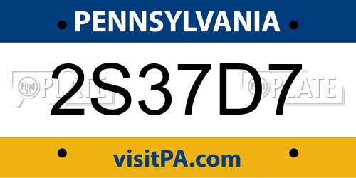 2S37D7 Pennsylvania License Plate