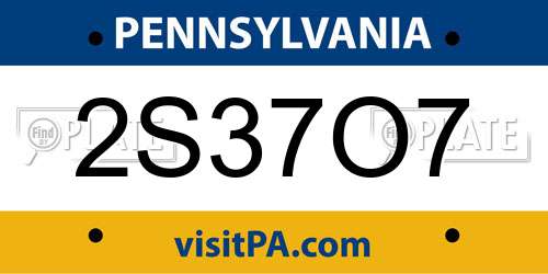 2S37O7 Pennsylvania License Plate