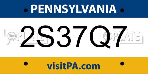 2S37Q7 Pennsylvania License Plate