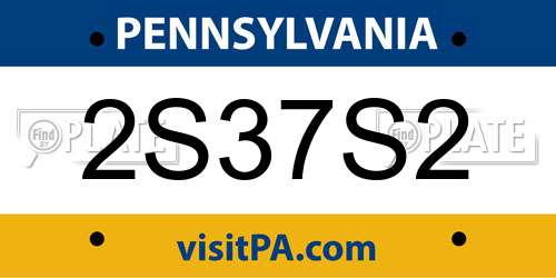 2S37S2 Pennsylvania License Plate