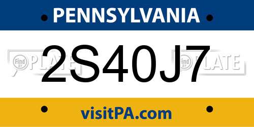 2S40J7 Pennsylvania License Plate