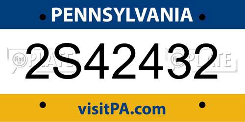 2S42432 Pennsylvania License Plate