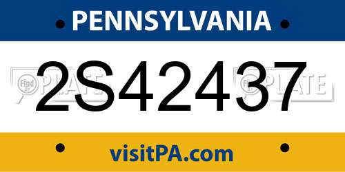 2S42437 Pennsylvania License Plate
