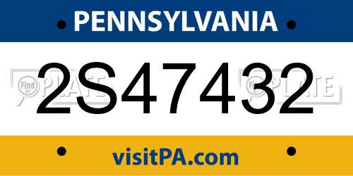 2S47432 Pennsylvania License Plate