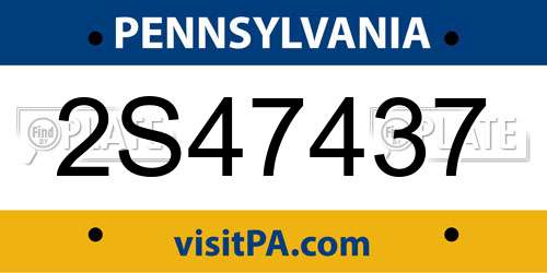 2S47437 Pennsylvania License Plate