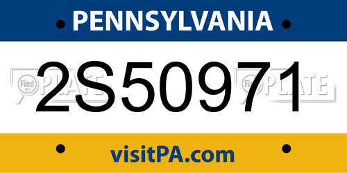 2S50971 Pennsylvania License Plate