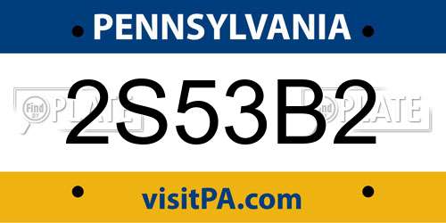 2S53B2 Pennsylvania License Plate