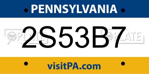 2S53B7 Pennsylvania License Plate