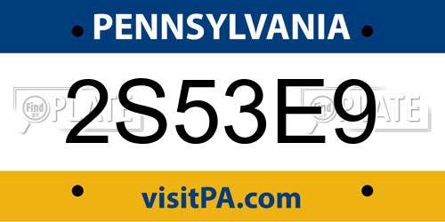 2S53E9 Pennsylvania License Plate