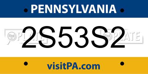 2S53S2 Pennsylvania License Plate