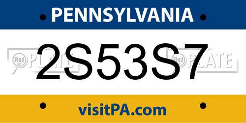 2S53S7 Pennsylvania License Plate