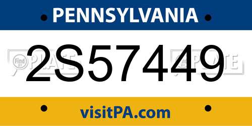 2S57449 Pennsylvania License Plate