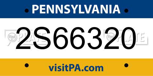 2S66320 Pennsylvania License Plate