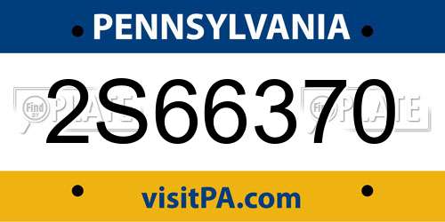 2S66370 Pennsylvania License Plate