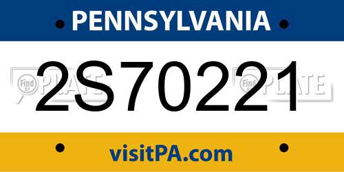 2S70221 Pennsylvania License Plate