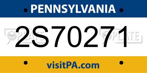 2S70271 Pennsylvania License Plate