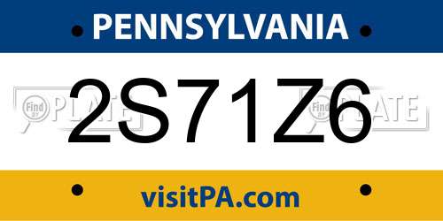 2S71Z6 Pennsylvania License Plate