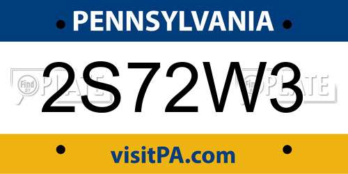 2S72W3 Pennsylvania License Plate