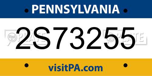 2S73255 Pennsylvania License Plate