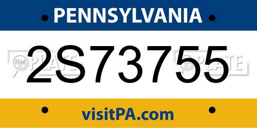 2S73755 Pennsylvania License Plate