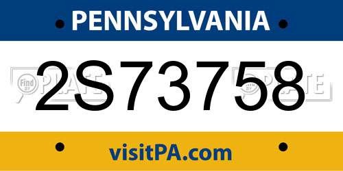 2S73758 Pennsylvania License Plate