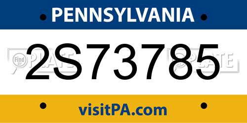 2S73785 Pennsylvania License Plate
