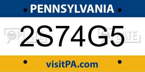 2S74G5 Pennsylvania License Plate