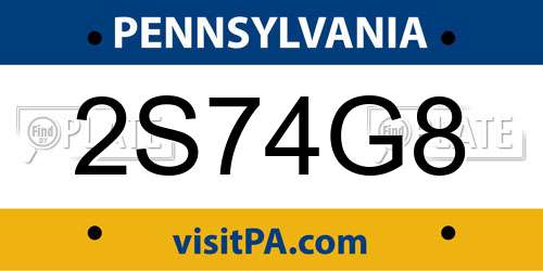 2S74G8 Pennsylvania License Plate