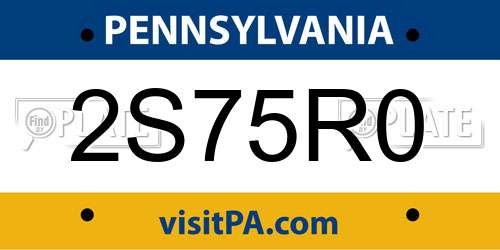 2S75R0 Pennsylvania License Plate