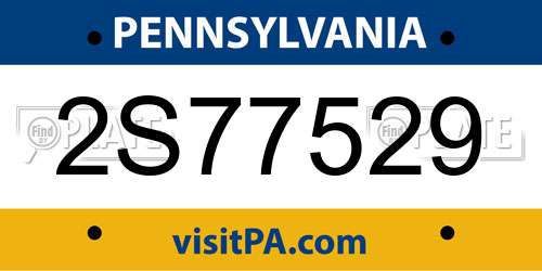 2S77529 Pennsylvania License Plate