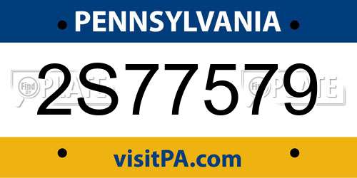 2S77579 Pennsylvania License Plate