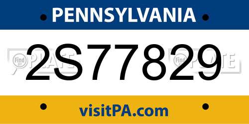 2S77829 Pennsylvania License Plate
