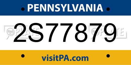 2S77879 Pennsylvania License Plate