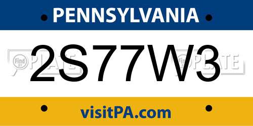 2S77W3 Pennsylvania License Plate