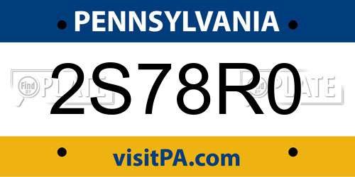 2S78R0 Pennsylvania License Plate